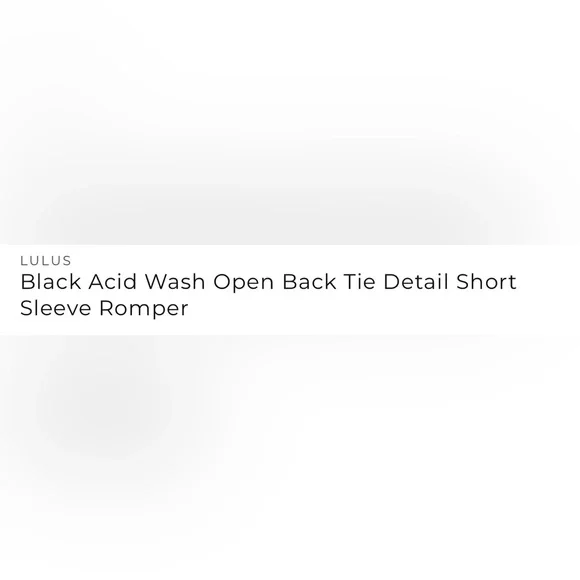 Lulus Black Acid Wash Open Back Tie Detail Short Sleeve Romper New - Picture 10 of 11